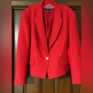 Ann Taylor Vibrant Red Textured Blazer